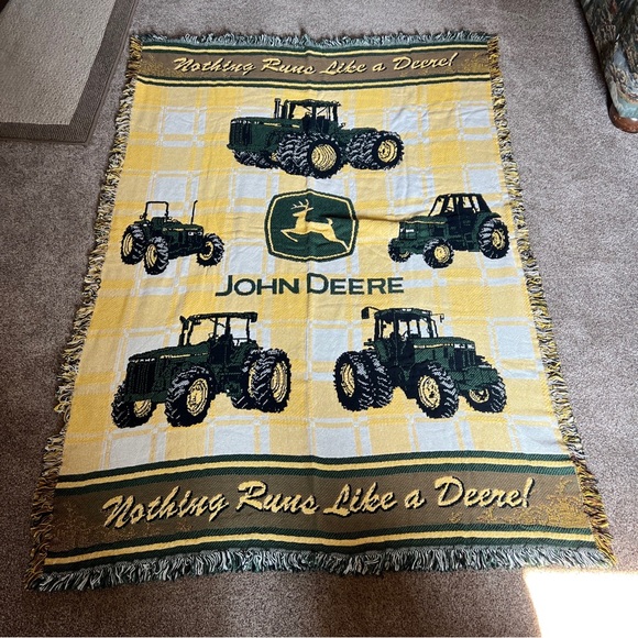 John Deere Bedding Vintage John Deere Tractor Woven Throw Blanket